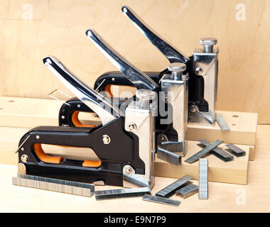 metal stapler for repair work in the house Stock Photo