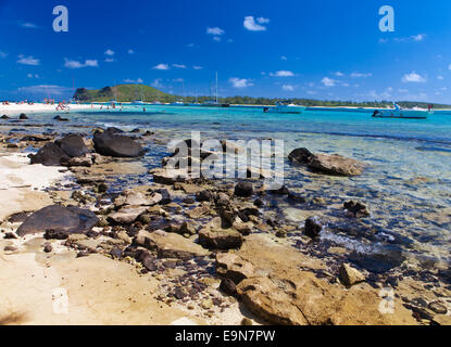 Catamarans and boats in a bay. Mauritius Stock Photo