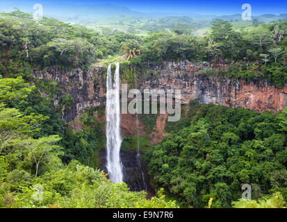 Chamarel waterfalls in Mauritius Stock Photo