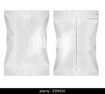 White Blank Foil Food Bag Stock Photo