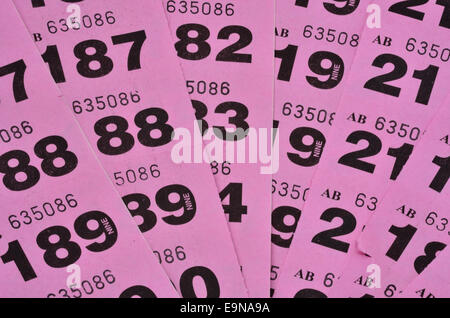 spread of pink raffle tickets Stock Photo - Alamy