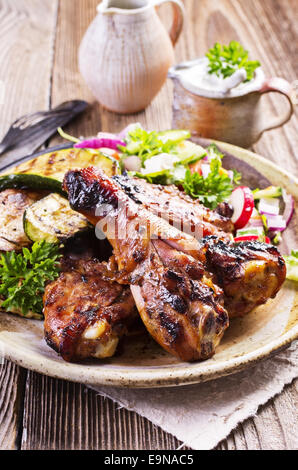 chicken grilled with vegetables Stock Photo