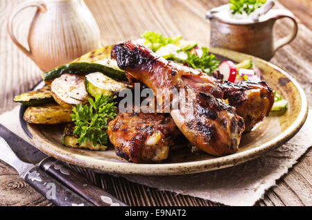 chicken grilled with vegetables Stock Photo