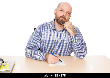 bearded thinking man Stock Photo
