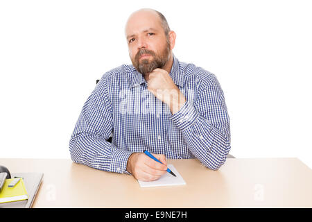 bearded thinking man Stock Photo