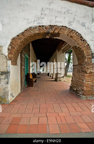 CALIFORNIA - Covered walkway at Mission San Juan Bautista at the San Juan Bautista State Historic Park near Hollister. Stock Photo