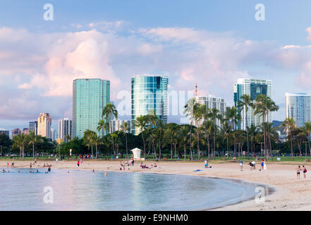 Beach at Ala Moana park Honolulu Stock Photo