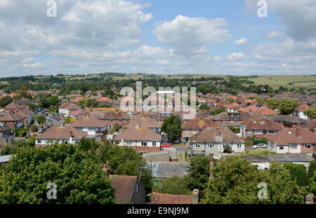 View over Broadwater near Worthing from the tower of Saint Mary's Church. West Sussex. England. Looking North towards South Down Stock Photo