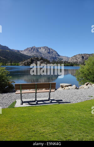 Cosy bench on Gull Lake Stock Photo