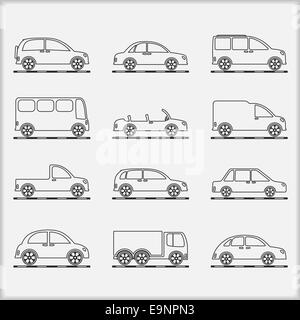 Cars outline icons Stock Photo