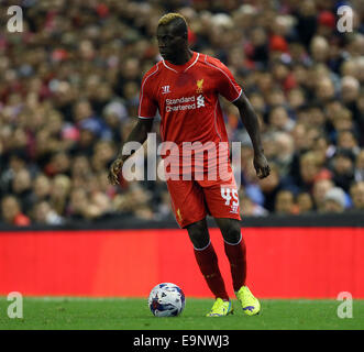 London, UK. 28th Oct, 2014. Liverpool's Mario Balotelli in action.League Cup Fourth Round- Liverpool vs Swansea City - Anfield - England - 28th October 2014 - Picture David Klein/Sportimage. © csm/Alamy Live News Stock Photo