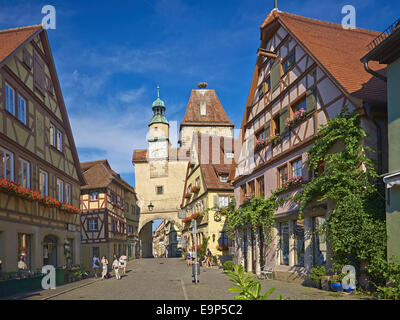 Markus Tower and Roeder Arch, Rothenburg ob der Tauber, Bavaria, Germany Stock Photo