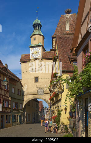 Markus Tower and Roeder Arch, Rothenburg ob der Tauber, Bavaria, Germany Stock Photo