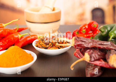 spicy chilli aji chili varieties Stock Photo