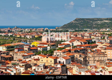 Panoramic view of Bosa on a sunny day, Sardinia, Italy Stock Photo