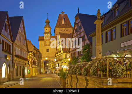 Markus Tower and Roeder Arch, Rothenburg ob der Tauber, Bavaria, Germany Stock Photo