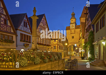 Markus Tower and Roeder Arch, Rothenburg ob der Tauber, Bavaria, Germany Stock Photo