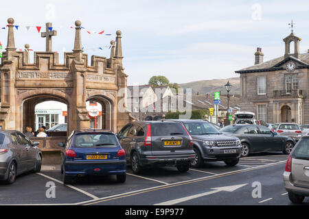 The Market Square in Kirkby Lonsdale, a small market town in Cumbria, UK. Stock Photo