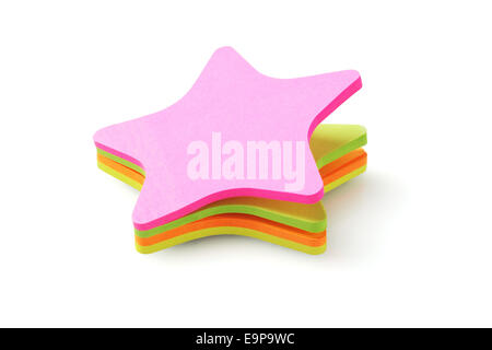 Stacks Of Star Shape Colourful Paper Stickers On White Background Stock Photo