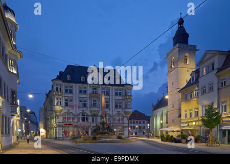 Anger fountain and St. Wigberti Church in Erfurt, Germany Stock Photo