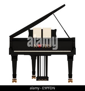 Front view of Grand piano isolated on white - 3D Rendering Stock Photo