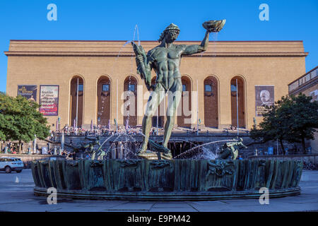 The iconic statue Poseidon by Carl Milles in front of Gothenburg art museum. Stock Photo
