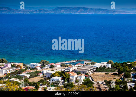 The coastal town of Vagia in the Greek Island of Aegina, Greece. Stock Photo