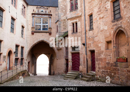 Marburg Castle, Landgrafenschloss, inner yard, Marburg, Hesse, Germany, Europe, Stock Photo