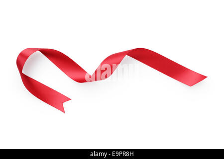 Thick red curved satin ribbon isolated on white Stock Photo - Alamy