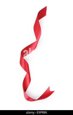red ribbon curved shape, isolated on white Stock Photo