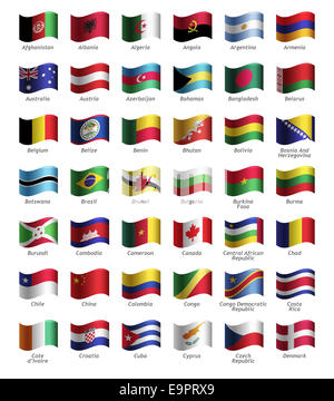 Set of buttons with flags Stock Photo