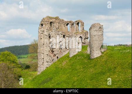 Clun Castle in spring, Clun, Shropshire, England, UK. Stock Photo