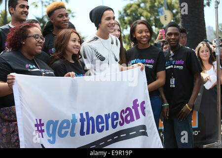 Austin Mahone seen at Universal Studios where he was interviewed by Mario Lopez for television show Extra.  Featuring: Austin Mahone Where: Los Angeles, California, United States When: 28 Apr 2014 Stock Photo