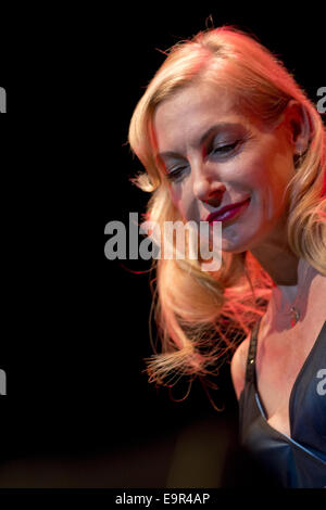 German singer Ute Lemper performing live in concert in honour of poet Pablo Neruda at the Teatro Nuevo Apolo de Madrid  Featuring: Ute Lemper Where: Madrid, Spain When: 28 Apr 2014 Stock Photo