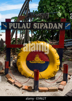 Sign at Pulau Sipadan island in Sabah, East Malaysia. Stock Photo