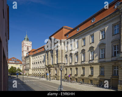 Viadrina European University and Tower of St. Mary's Church in Frankfurt (Oder), Germany Stock Photo