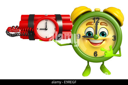 Cartoon Character of table clock with time bomb Stock Photo