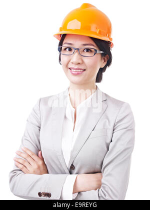 businesswoman with hardhat Stock Photo