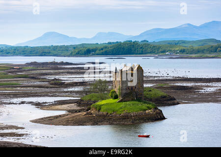 Stalker Castle on Loch Linnhe, 14th Century highland fortress of MacDougall clan at Appin, Argyll in the Highlands of SCOTLAND Stock Photo