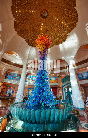 Glass Sculpture By Artist Dale Chihuly In The Royal Towers Grand Lobby Atlantis Hotel The Palm Dubai UAE Stock Photo