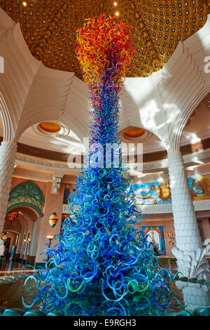 Glass Sculpture By Artist Dale Chihuly In The Royal Towers Grand Lobby Atlantis Hotel The Palm Dubai UAE Stock Photo