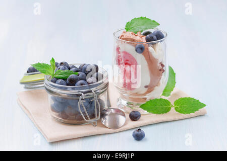 Fruit ice cream with ripe blueberries Stock Photo