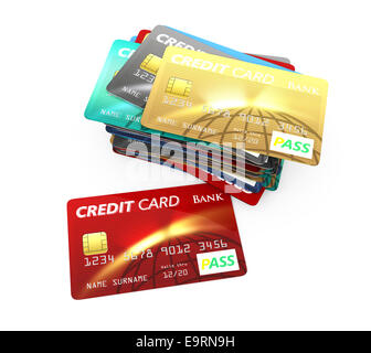 Stack of Credit card isolated on white background Stock Photo