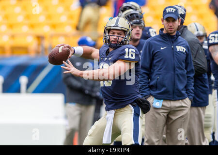 Pittsburgh, Pennsylvania, USA. 1st Nov, 2014. Pittsburgh QB CHAD VOYTIK (16) prior to the game between the Duke Blue Devils and the Pittsburgh Panthers played at Heinz Field in Pittsburgh, Pennsylvania. © Frank Jansky/ZUMA Wire/Alamy Live News Stock Photo