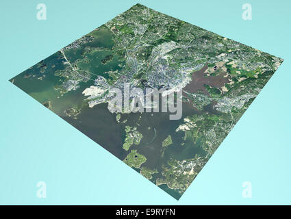 3d Satellite view of Helsinki, Finland on blue background. Element of this image are furnished by NASA Stock Photo