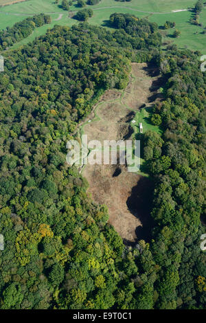 AERIAL VIEW. Mine craters dating back to World War One. Vauquois butte, Meuse, Lorraine, Grand Est, France. Stock Photo