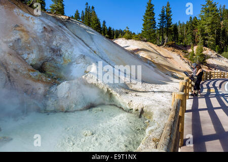 Mudpot at the Sulphur Works geothermal area, Lassen Volcanic National Park, Cascade Range, Northern California, USA Stock Photo