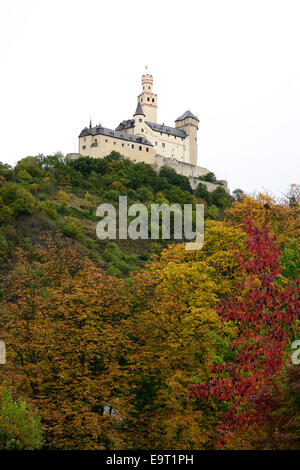 Marksburg Castle. Braubach, Rhine River, Rhineland-Palatinate, Germany. Stock Photo