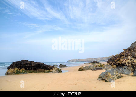 Carnewas and Bedruthan Steps, Cornwall, England, United Kingdom Stock Photo