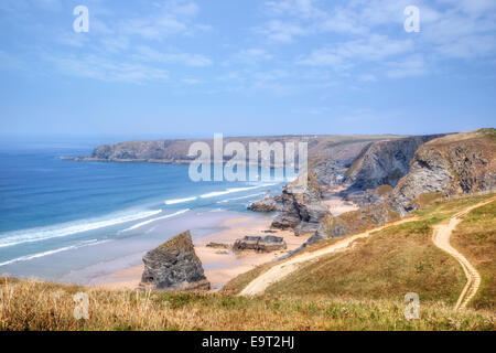 Carnewas and Bedruthan Steps, Cornwall, England, United Kingdom Stock Photo